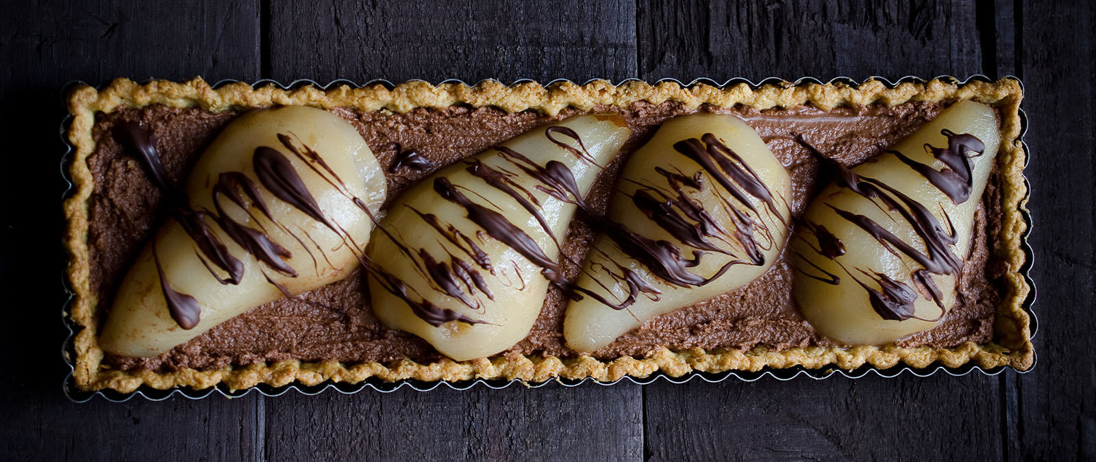 Chocolate Mousse Poached Pear Tart