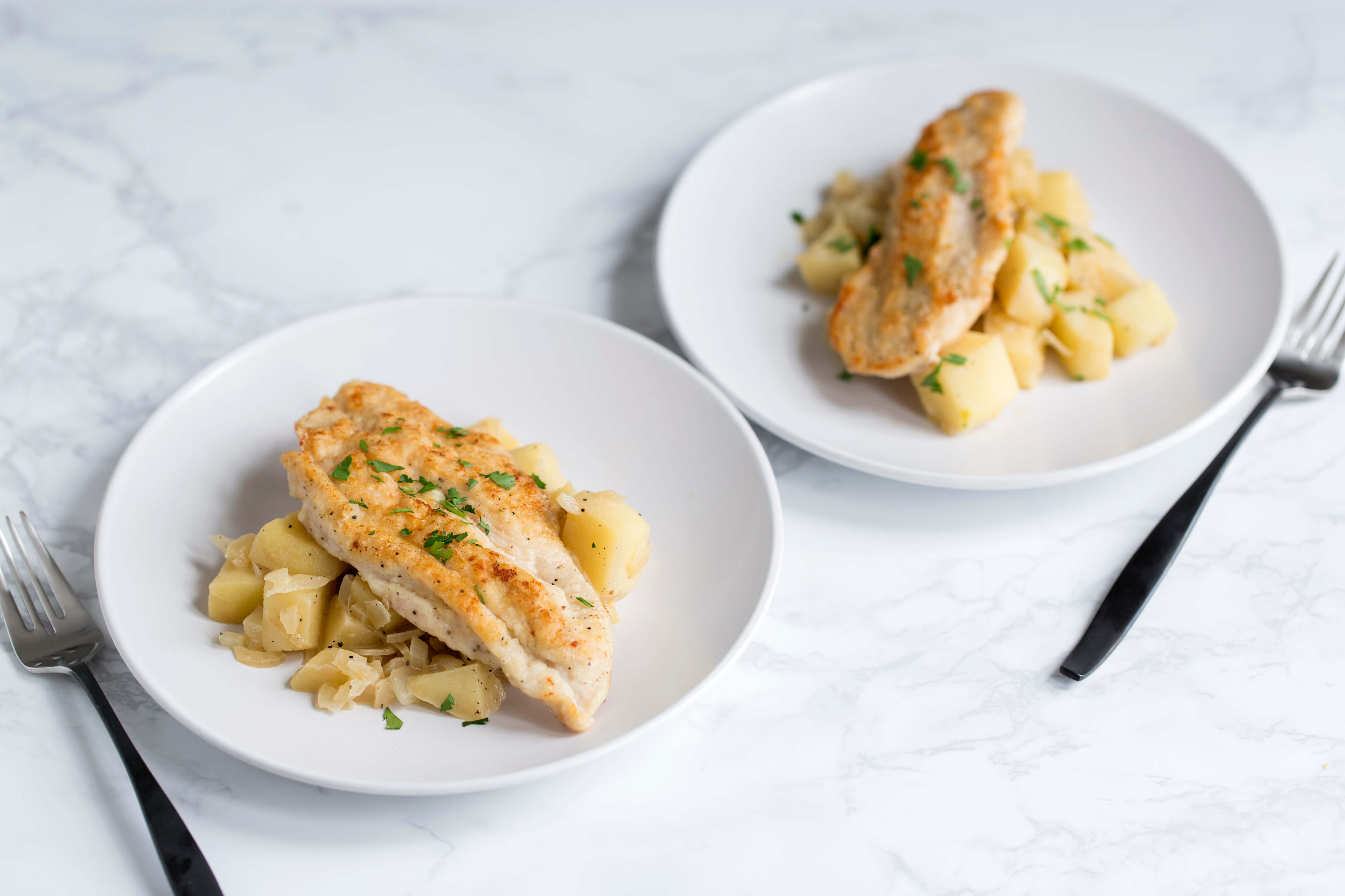 Pan-Seared Chicken with Apples & Onions