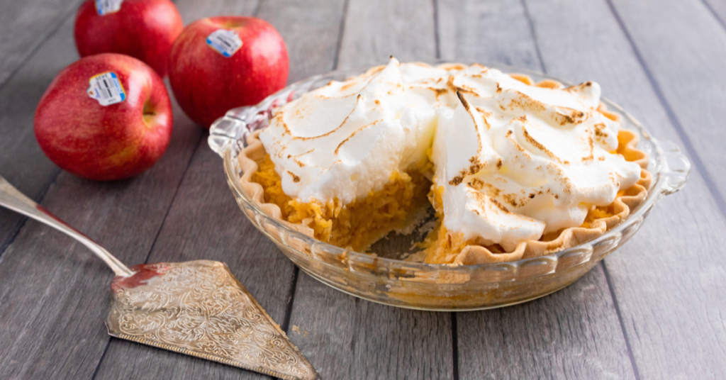 Traditional Apple Pie with a slice missing