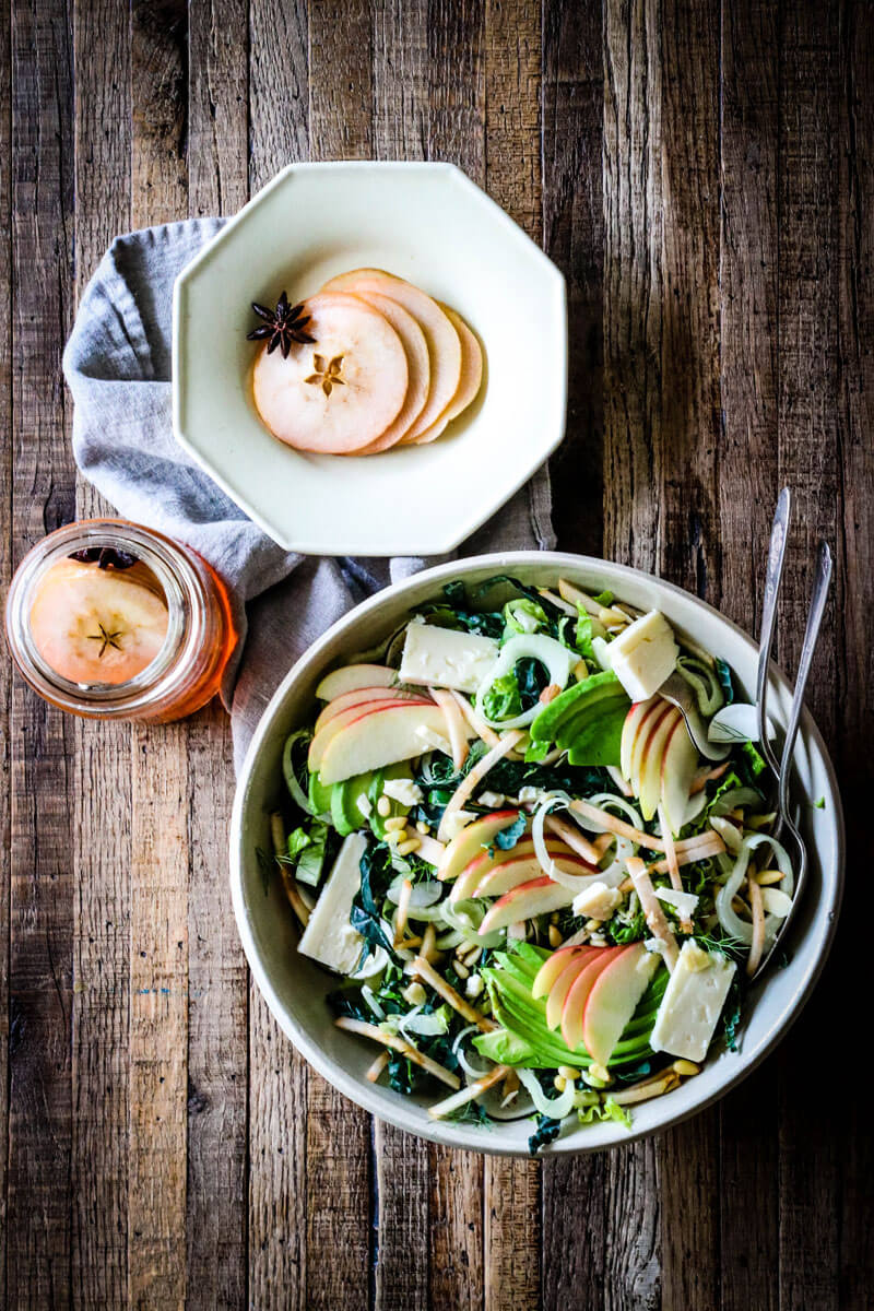 Pickled apples on a salad.