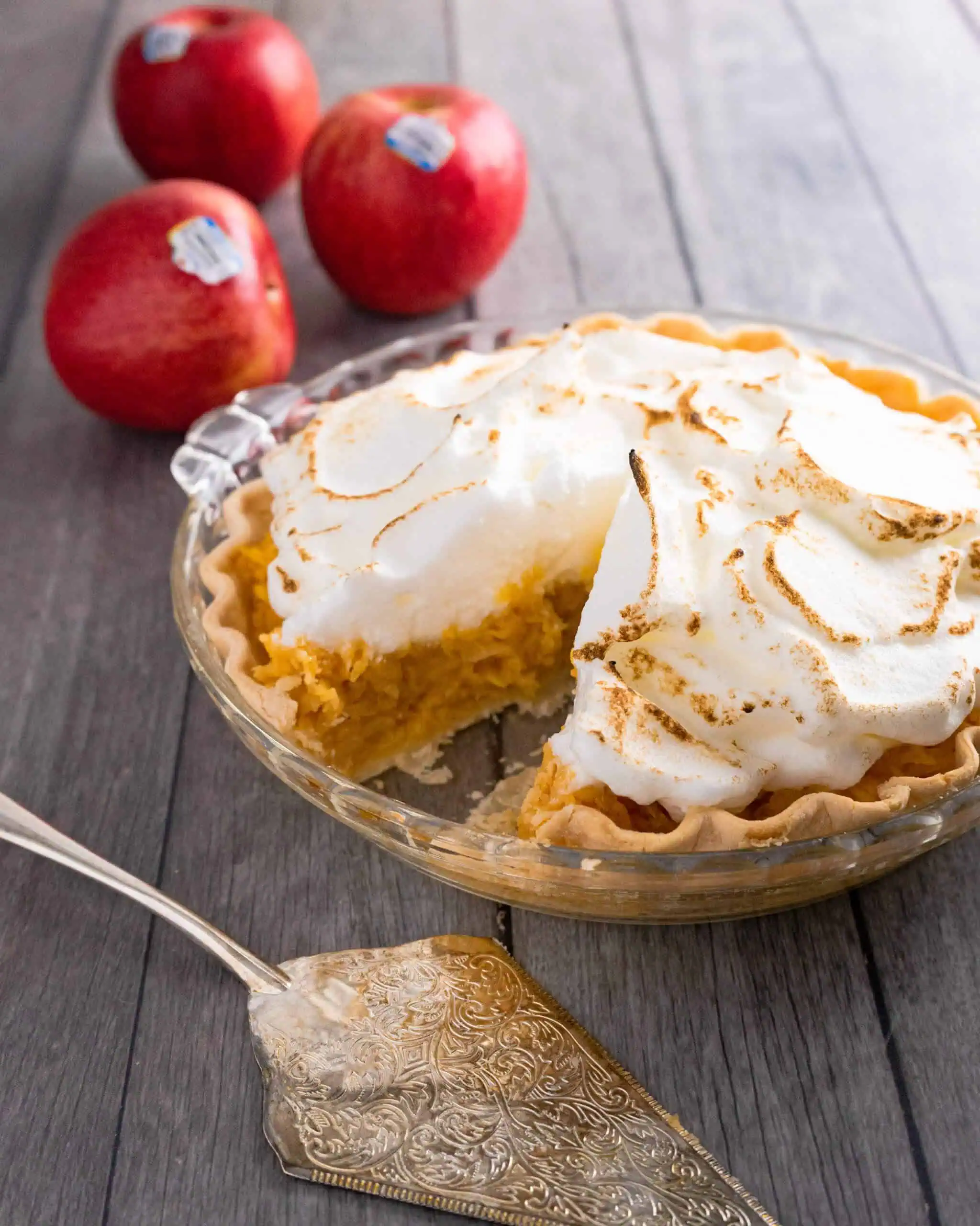 Irish Apple Pie with a piece missing
