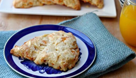 Apple Cheddar Scones with Honey Glaze