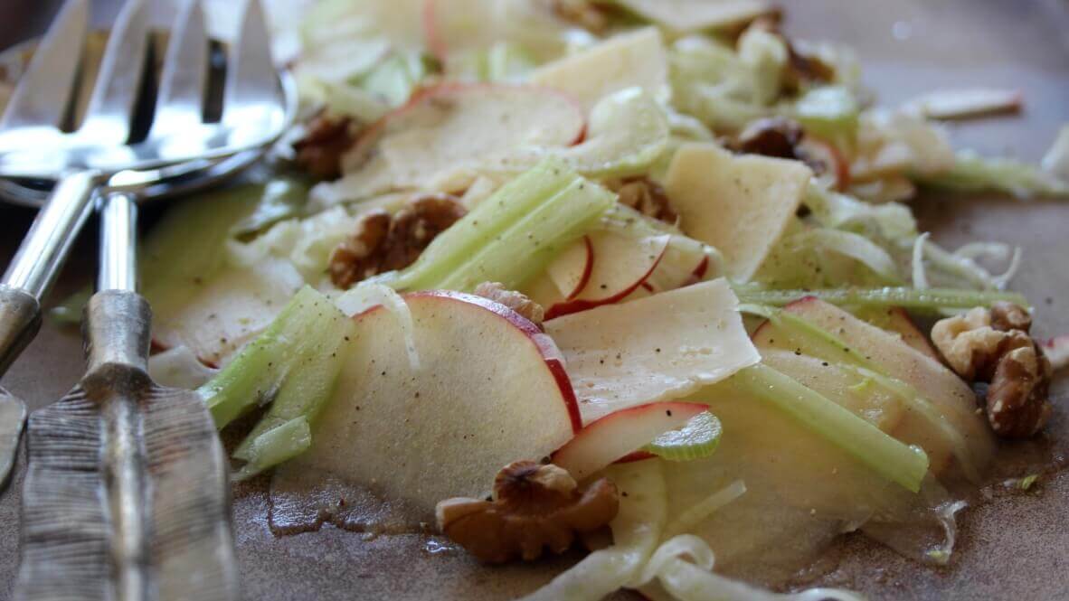 Pink Lady Apple, Fennel, Celery and Walnut Slaw