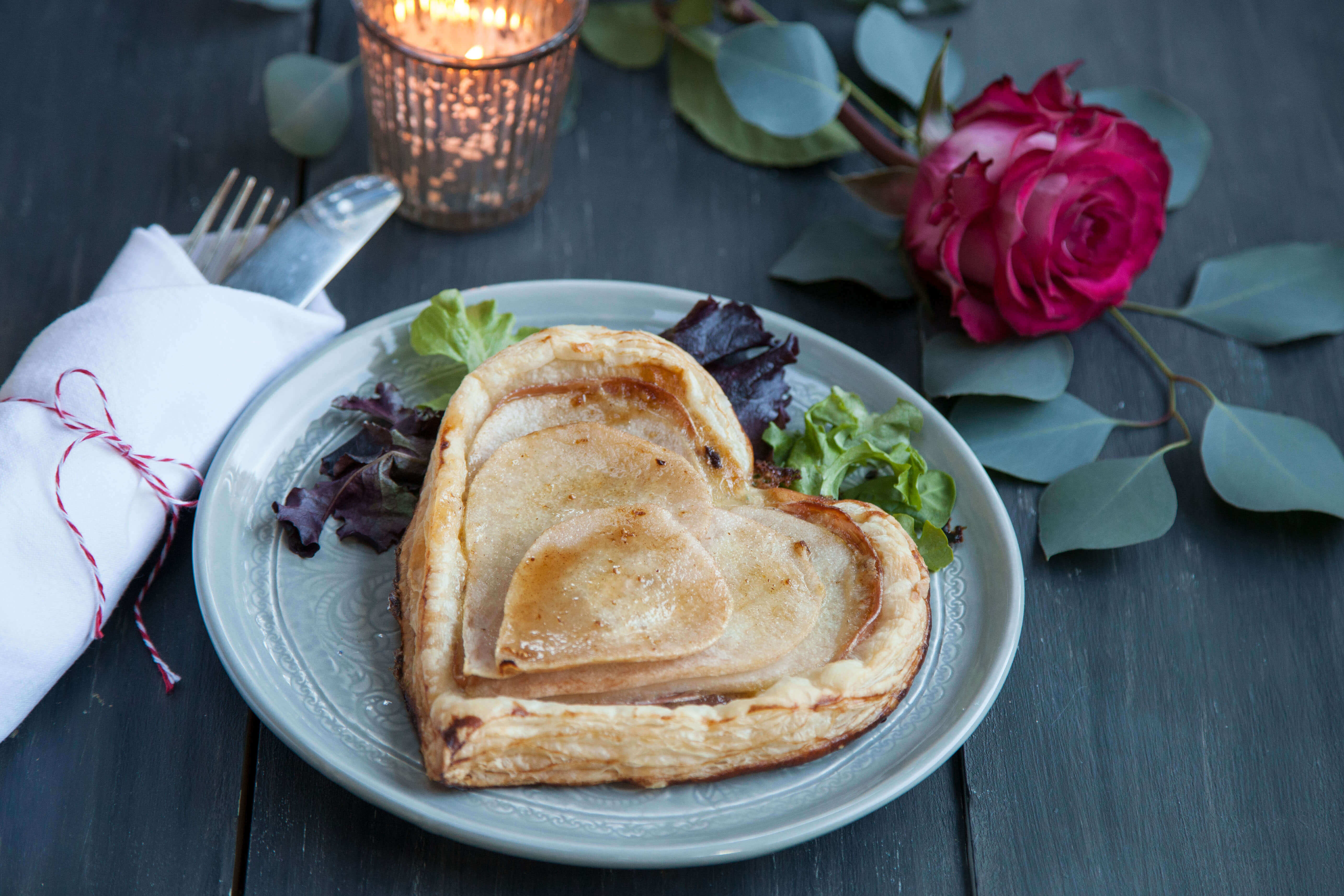 Pear & Prosciutto Heart Tarts