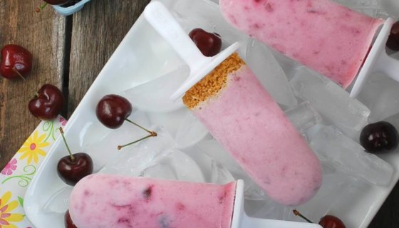 Sweet Cherry & Vanilla Cheesecake Popsicles