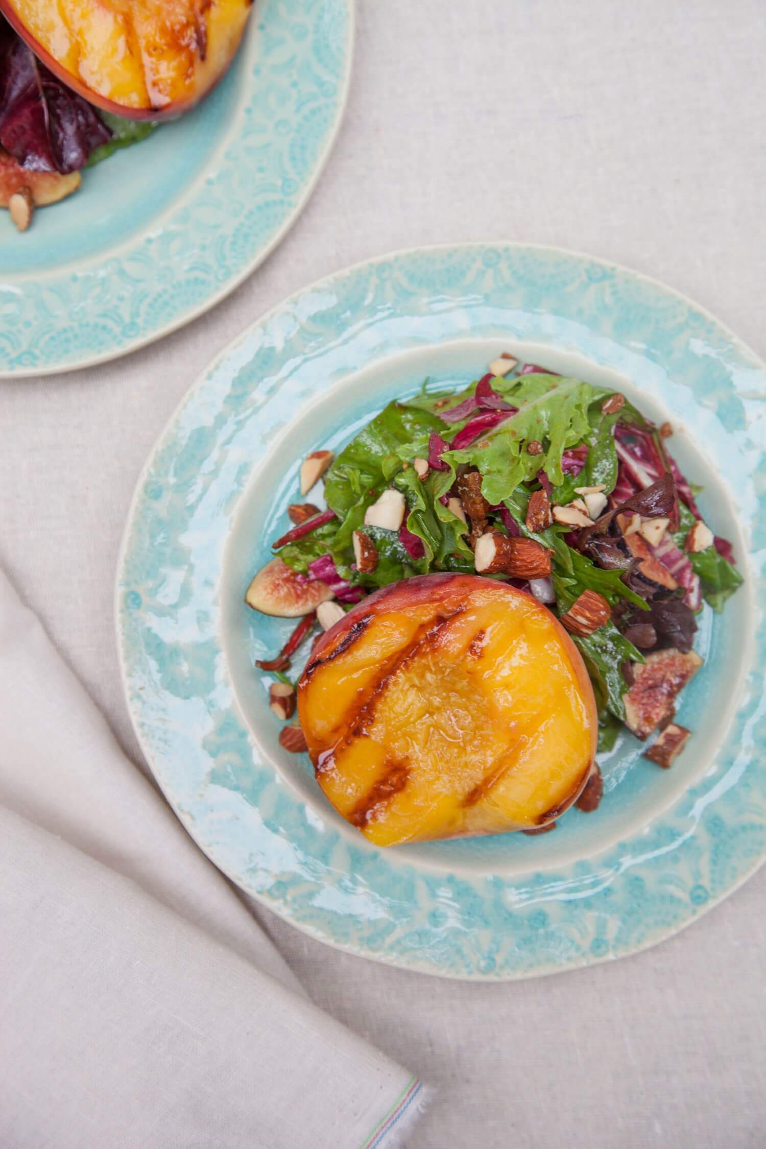 Grilled Peach & Mixed Green Salad