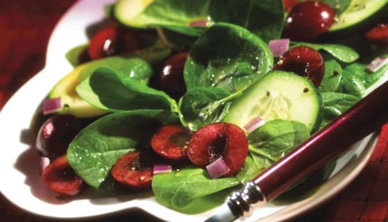 Simple Cherry Green Salad