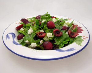 169 Mixed Green Salad with Cherries and Feta Cheese