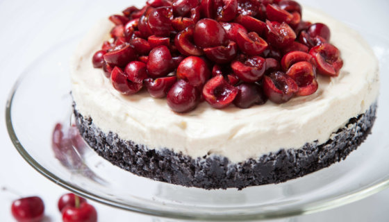 No Bake Cherry-Topped Black & White Icebox Cake