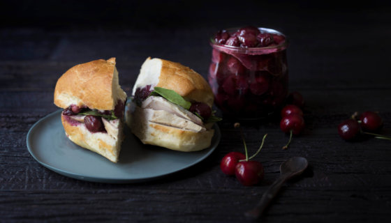 Chicken, Brie and Cherry Compote Sandwich