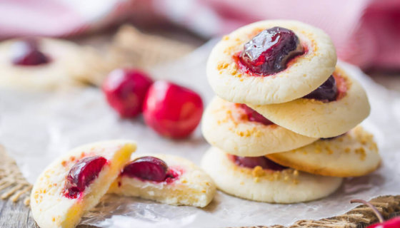 Cherry Cheesecake Thumbprint Cookies