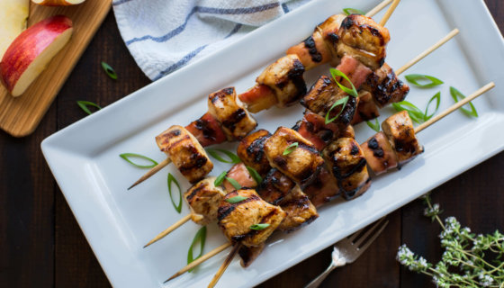 Maple Soy Grilled Chicken and Apple Skewers