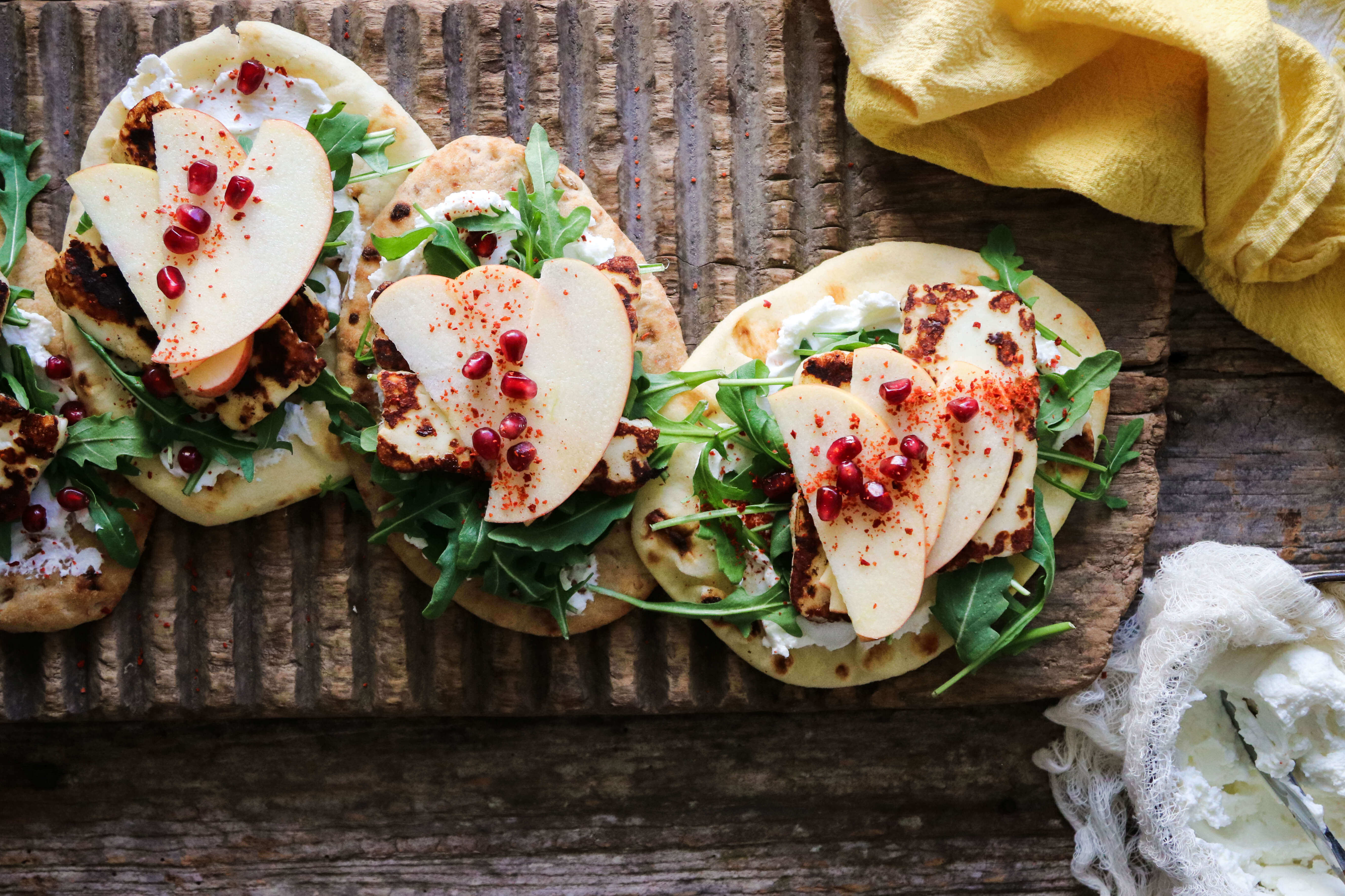 Apple and Halloumi Flatbreads