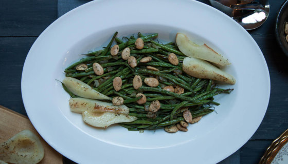 Haricot Verts & Roasted Bosc Pears with Herbed Marcona Almonds