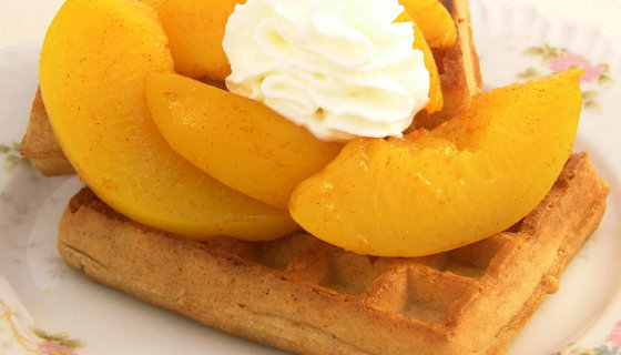 Cinnamon-Spice Peach Waffles