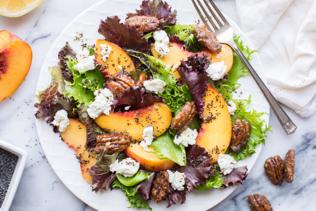 8383 Stemilt Peach Goat Cheese and Candied Pecan Salad with Lemon Poppyseed Dressing 3