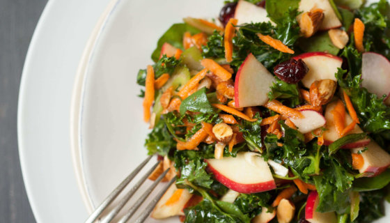 Kale and Spinach Chop Salad with Apples