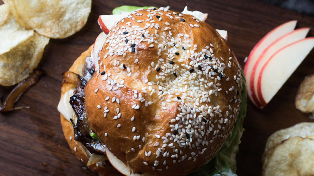 Veggie Burger with Caramelized Onions