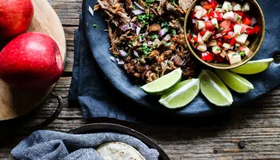 Easy Instant Pot Carnitas and Apple Salsa