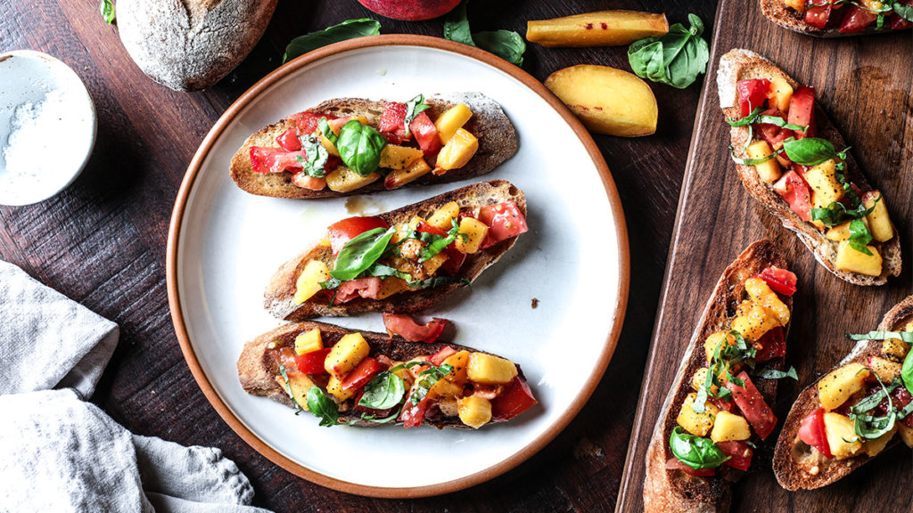 Peach & Tomato bruschetta