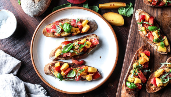 Peach & Tomato Bruschetta