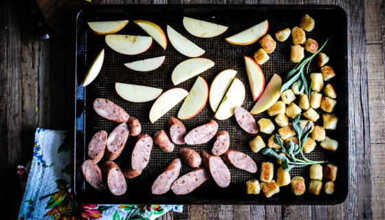 Sheet Pan Cauliflower Gnocchi with Apples and Sausage