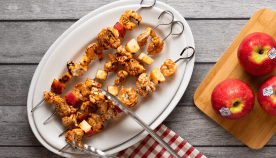 BBQ Shrimp, Apple, & Cauliflower Skewers