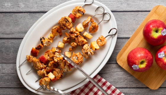 BBQ Shrimp, Apple, & Cauliflower Skewers