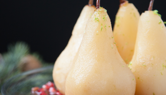Spiced Cranberry Nectar Poached Pears
