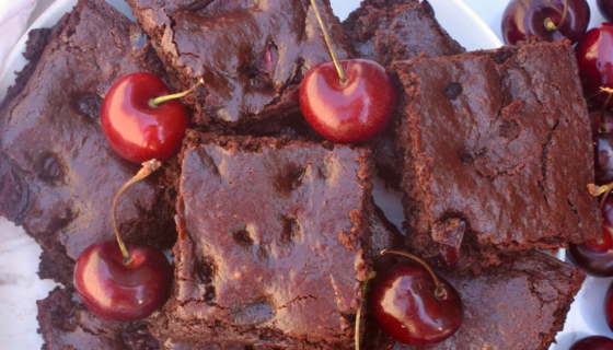 Vegan & Gluten-Free Chocolate Cherry Brownies
