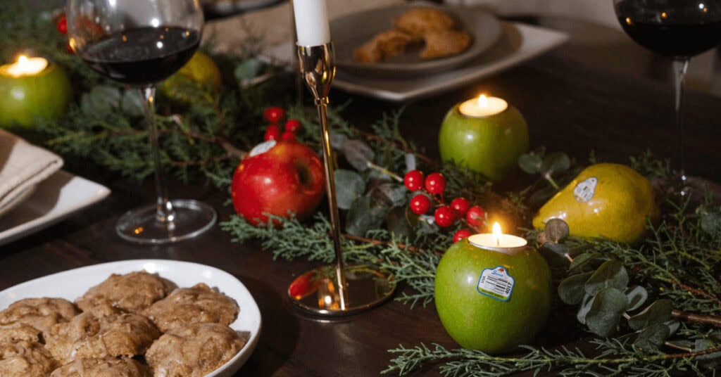 Apple candle holders- centerpiece for holiday meal