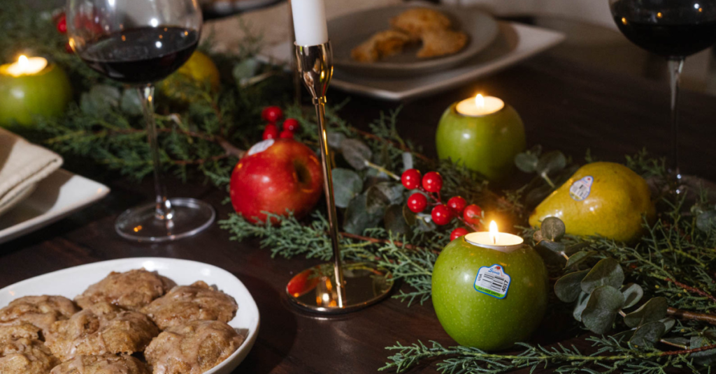 Apple candle holders- centerpiece for holiday meal