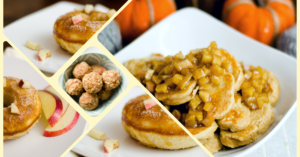 Mini apple pancakes, apple donuts, snack bites