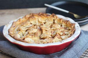 Apple Pie with a decorated leaf crust