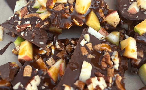 Caramel Apple Bark on a tray