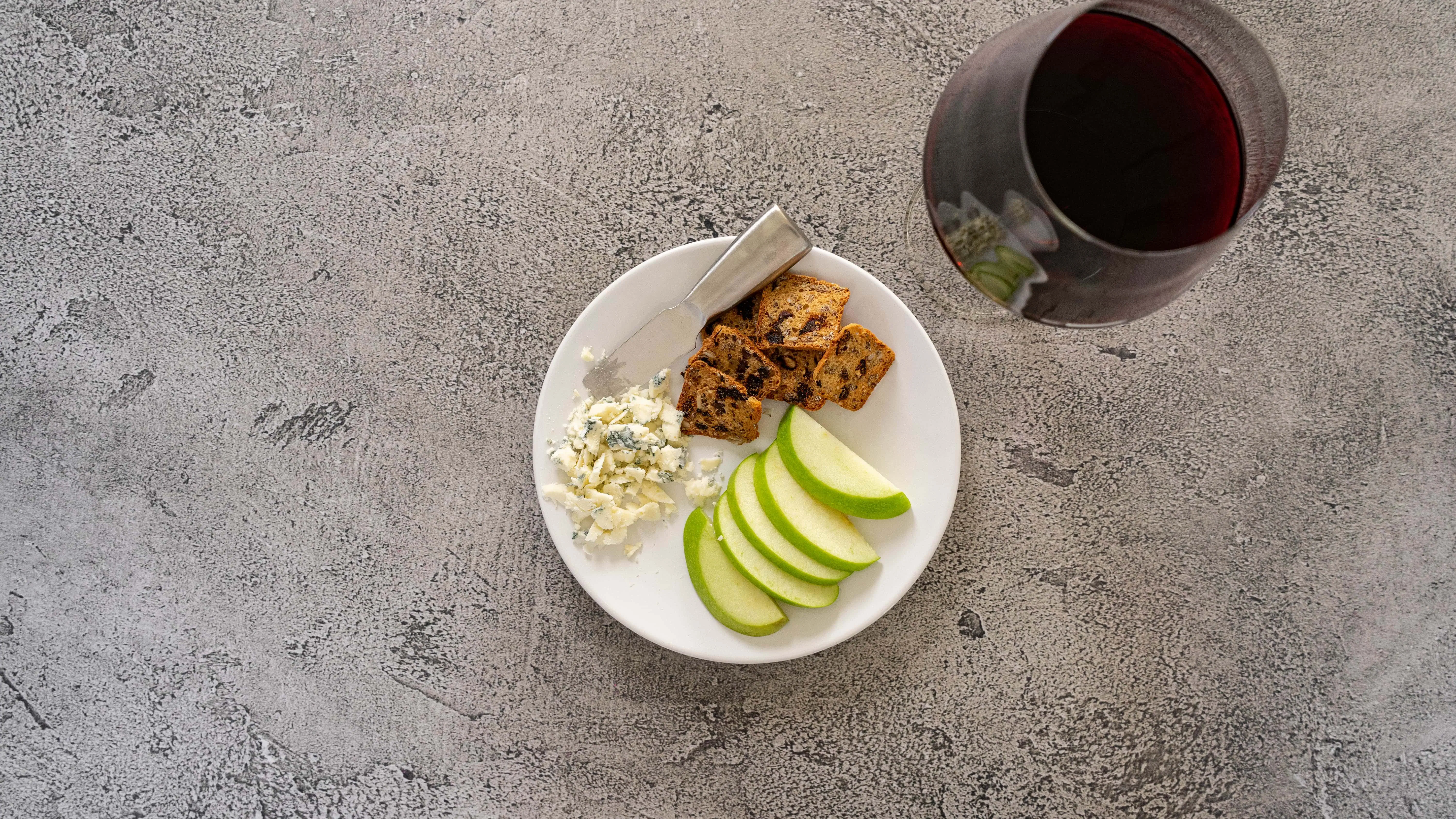 Chevre (Goat) Cheese, Gala Apples, and Pinot Grigio