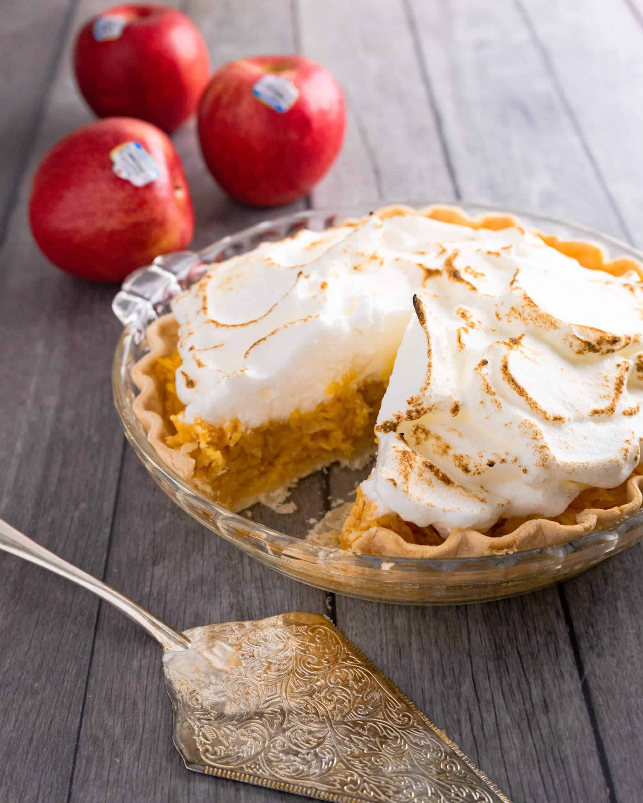 Irish Apple Pie with a piece missing
