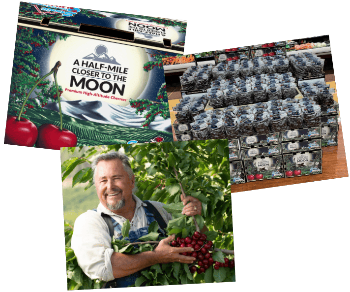 Fresh cherries and packaging at Stemilt for Kyle's Pick&reg; Cherries.